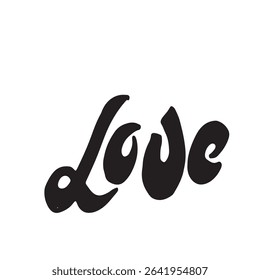 black and white vector inscription Love in handwritten style. design for romantic themes, postcards, logos, labels and wedding printing. Suitable for minimalistic and vintage projects.