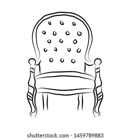 black and white vector interior design modern chair illustration