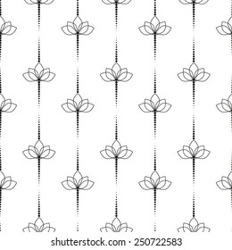 Black and white vector intricate pattern of flowers