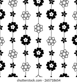 Black and white vector intricate pattern of flowers