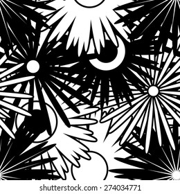 Black and white vector intricate pattern of flowers