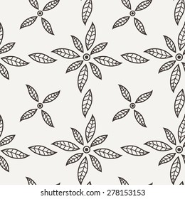 Black and white vector intricate pattern of flowers