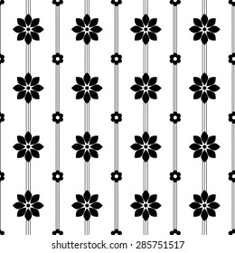 Black and white vector intricate pattern of flowers