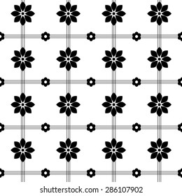 Black and white vector intricate pattern of flowers