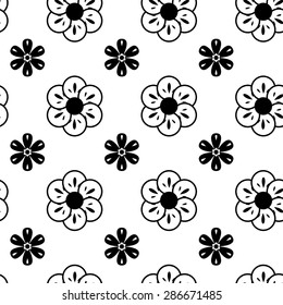 Black and white vector intricate pattern of flowers