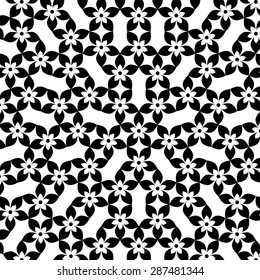 Black and white vector intricate pattern of flowers