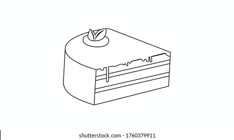 Black and White Vector Isolated Illustration of a Piece of Cake