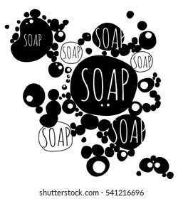 Black and white vector isolated illustration. Soap bubbles.