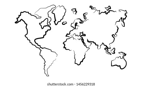 black and white vector for isolated World map illustration