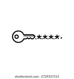 Tecla de Vector en blanco y negro con Contraseña asteriscos para programar ciberseguridad e inteligencia artificial