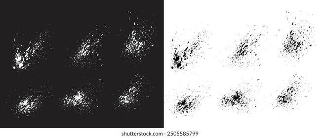 Conjunto de fondo de textura de salpicadura de sangre asesino de Vector en blanco y negro