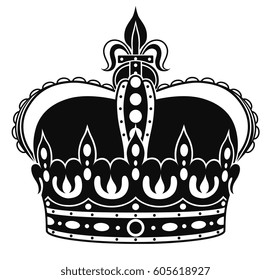 Black White Vector Kings Crown Stock Vector (Royalty Free) 605618927 ...