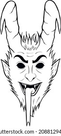 Black and white vector Krampus illustration