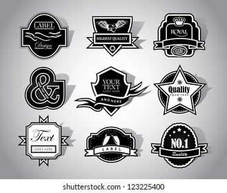 Black and White vector label collection