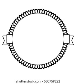 Black and white vector label icon with lacy element