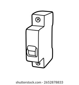 black and white vector of a left-facing electrical safety device with one switch facing up