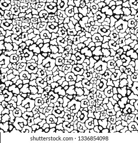 black and white Vector leopard texture. Jaguar skin pattern. Colored big wild cat skin background. Puma fur trendy pattern. Cartoon exotic panther spots print .