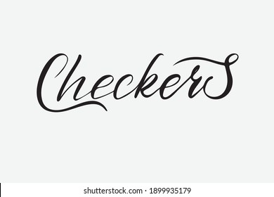 Logotipo de letras vectoriales en blanco y negro para el juego de tablero de damas. Adecuado para su uso en la web y en productos impresos