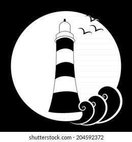 Black and white vector lighthouse