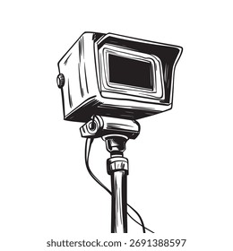 Dibujo de arte de línea de Vector Video en blanco y negro de webcam que captura alta calidad