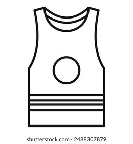 Black and white vector line drawing of a blank sleeveless tank top, suitable for fashion design templates