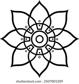 A black and white vector line hand drawing Minimalist Mandala Design