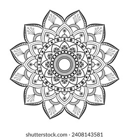 Black and white vector lineal mandala background design