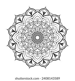 Black and white vector lineal mandala background design