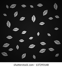 Black and white vector lips background