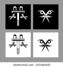 black and white vector logo design for haircut business