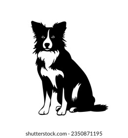 Logo de vector blanco y negro de un perro con fondo blanco