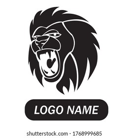 black and white vector logo of the head of a wild animal
