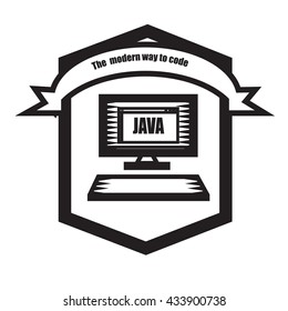 Black and white vector logo for Java programming languade in an oldschooled style