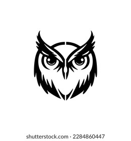 ﻿A black and white vector logo of an owl, kept simple.