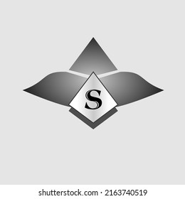 black and white vector logo three pointed corners