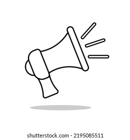 Black and White Vector Loudspeaker icons set in outline style. Flat vector illustration design. Speaker, Megaphone. Advertising and promotion symbol. Social media, multimedia, and marketing concept