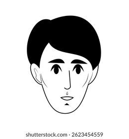 Black and white vector of man with parted hairstyle.