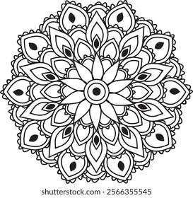 black and white vector mandala design