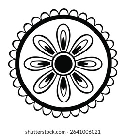 black and white vector mandala design with white background