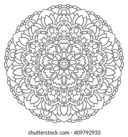 Black and white vector mandala. Ethnic Oriental circular pattern.