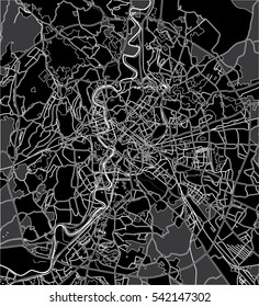 Black - white vector map of Rome Italy. City plan Rome.Vector illustration.