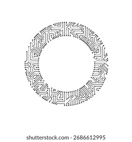 Vetor preto e branco Microchip Wreath Design

