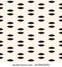 Fondo minimalista de vector en blanco y negro. Patrón elegante sin costuras con formas simples, siluetas de grano de café. Textura geométrica monocromática abstracta mínima. Diseño geométrico repetido para la decoración, impresión