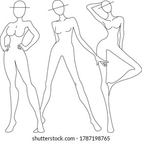 Black and white vector models for fashion