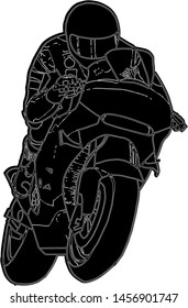 black and white vector of a motorcycle racer