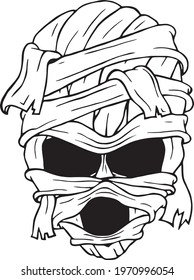 black and white vector mummy illustration