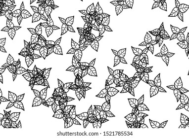 Black and White vector natural artwork with leaves. New colorful illustration in doodle style with leaves. Textured pattern for websites, banners.