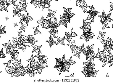 Black and White vector natural artwork with leaves. A vague abstract illustration with leaves in doodles style. The best design for your business.