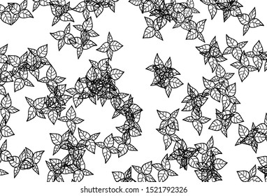 Black and White vector natural backdrop with leaves. leaves on elegant natural pattern with gradient. Template for backgrounds of cell phones.