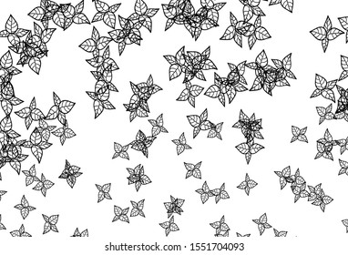 Black and White vector natural backdrop with leaves. Doodle illustration of leaves in Origami style with gradient. New template for your brand book.